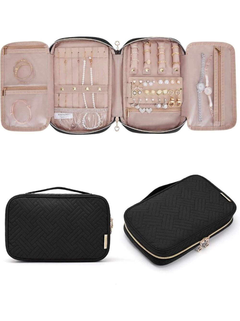 Travel Jewelry Organizer Case - Compact Storage for Necklaces, Earrings, Rings